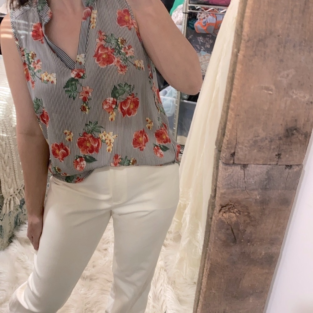 Cure floral striped sleeveless top size medium